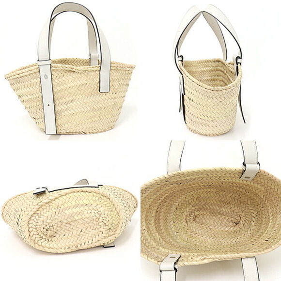 LOEWE Basket Bag Small Raffia Palm Leaf Leather Tote Shoulder A223S93X0 Natural - Picture 2 of 3